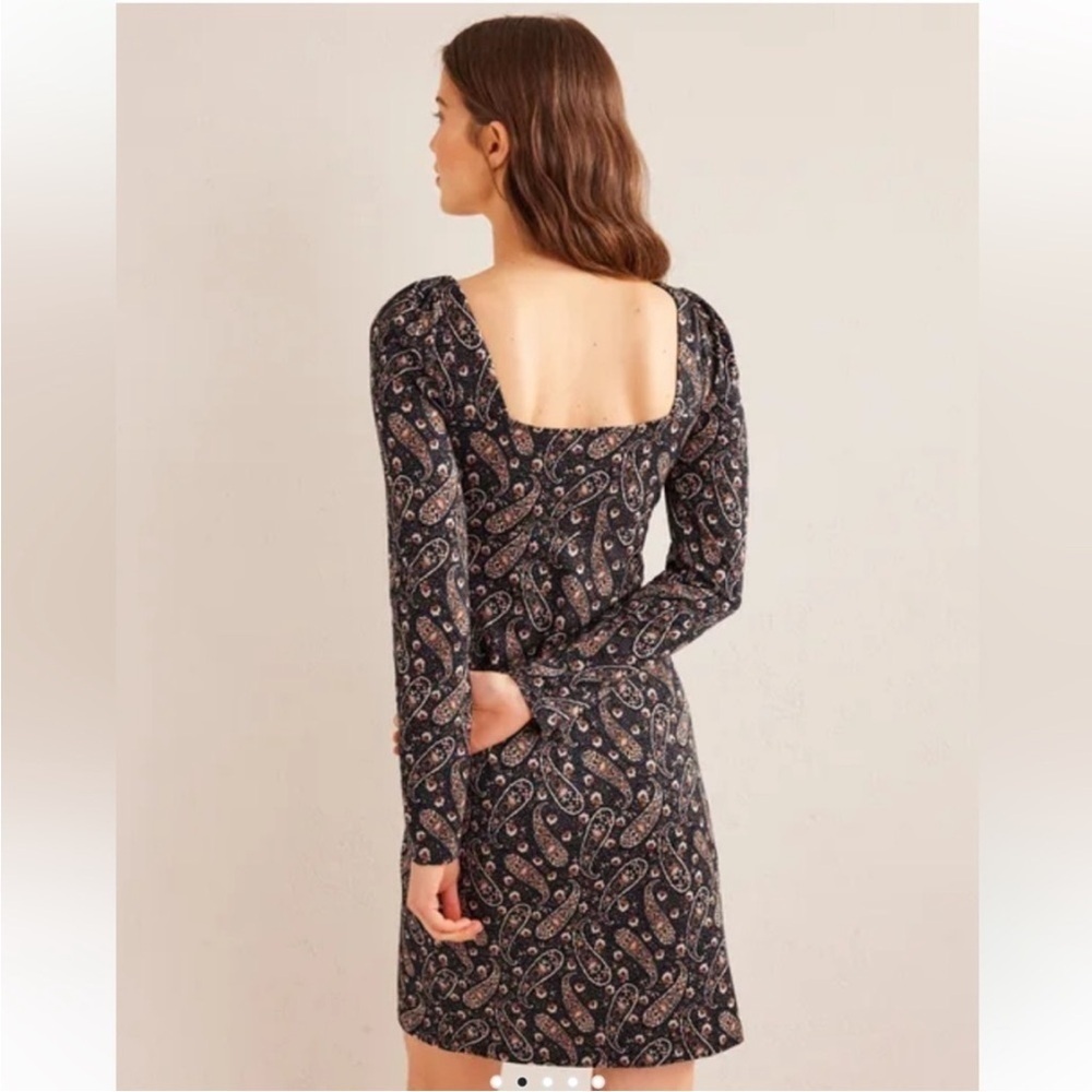Boden Sweetheart Jersey Mini Dress in Multi Paisley Blooms - Picture 3 of 9